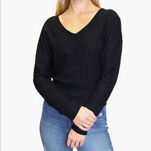 Crave Fame, S, black, long sleeve, v-neck, crisscross back